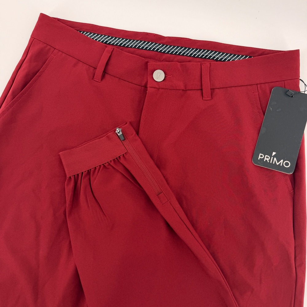 Primo Golf Jogger Men 32 Short Wine Red Tapered Performance Stretch Zipper Cuff